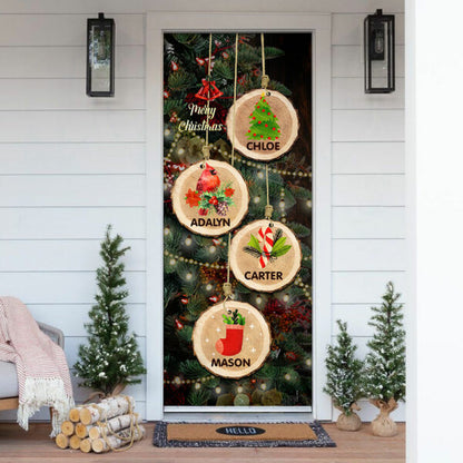 Personalized Christmas Family Door Cover - Christmas Outdoor Decoration - Religious Door Decorations