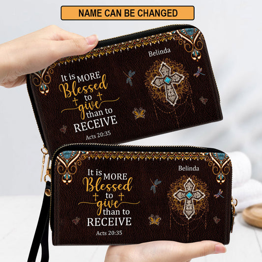 Personalized Clutch Purse - It Is More Blessed To Give Than To Receive Clutch Purse - Women Clutch Purse