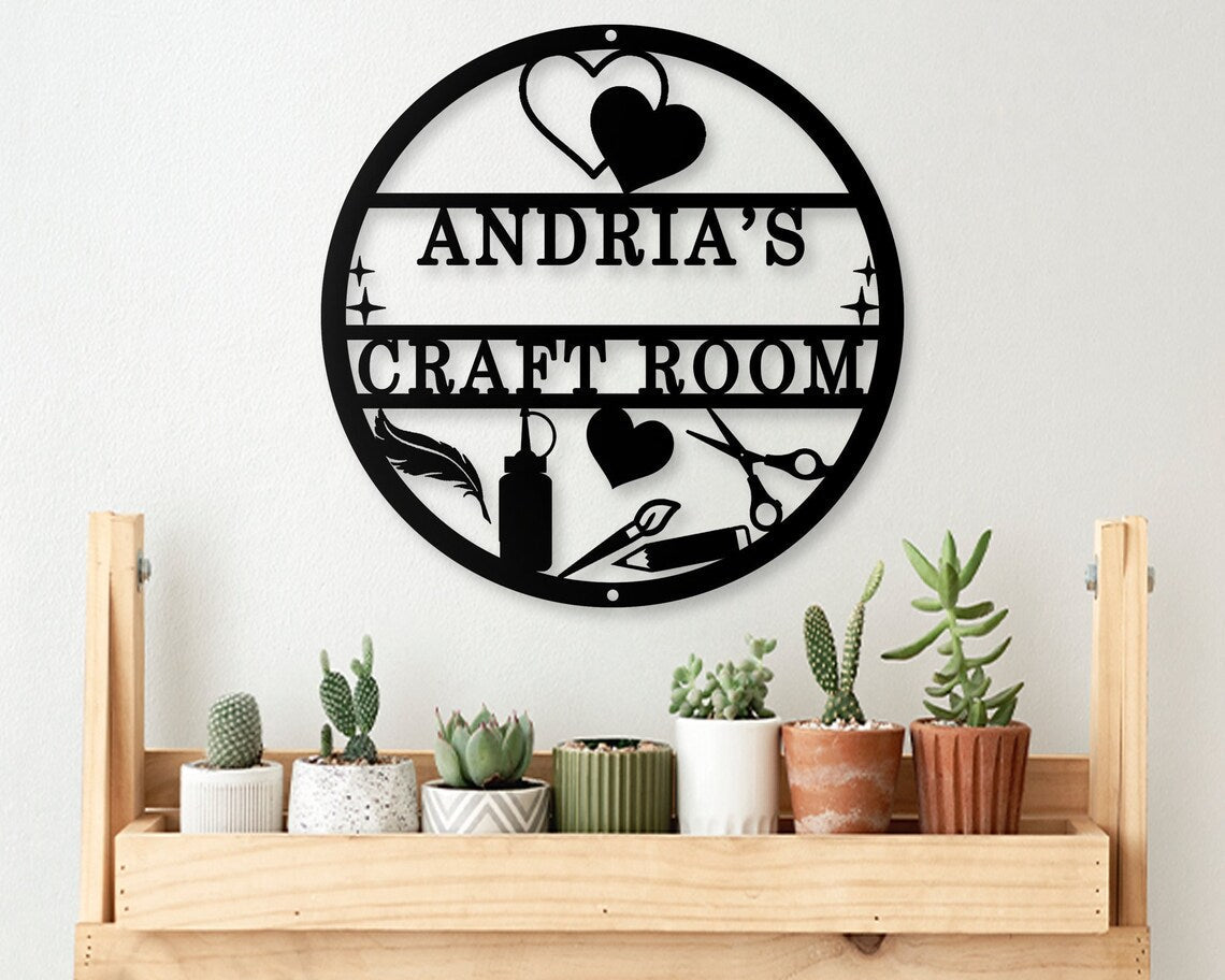 Personalized Craft Room Monogram - Custom Craft Room Metal Sign - Metal Decor Wall Art