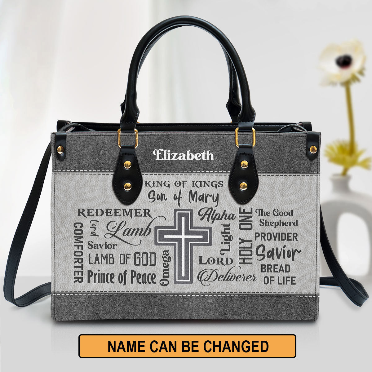 Personalized Cross Leather Handbag King Of Kings Spiritual Gifts For Religious Women