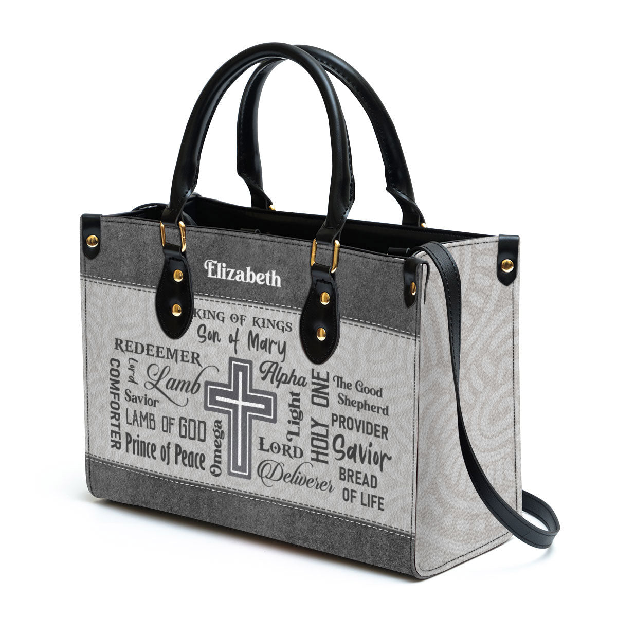 Personalized Cross Leather Handbag King Of Kings Spiritual Gifts For Religious Women