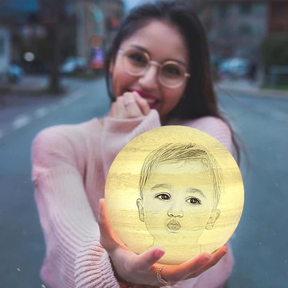 Personalized Cute Baby 3d Printed Moon Lamp - Baby Baptism Gift - Personalized Gift For Kids