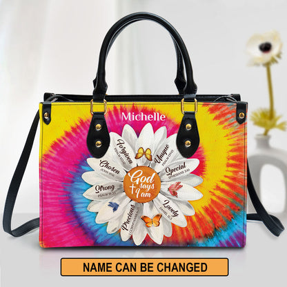 Personalized Daisy God Says You Are Chosen Leather Bag - Christian Pu Leather Bags For Women