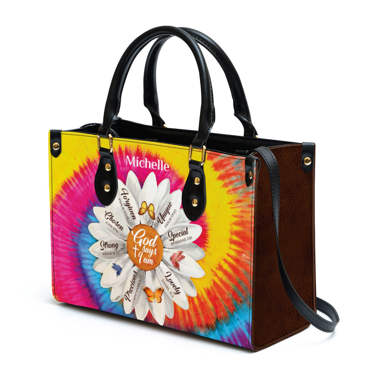 Personalized Daisy God Says You Are Chosen Leather Bag - Christian Pu Leather Bags For Women