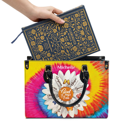 Personalized Daisy God Says You Are Chosen Leather Bag - Christian Pu Leather Bags For Women