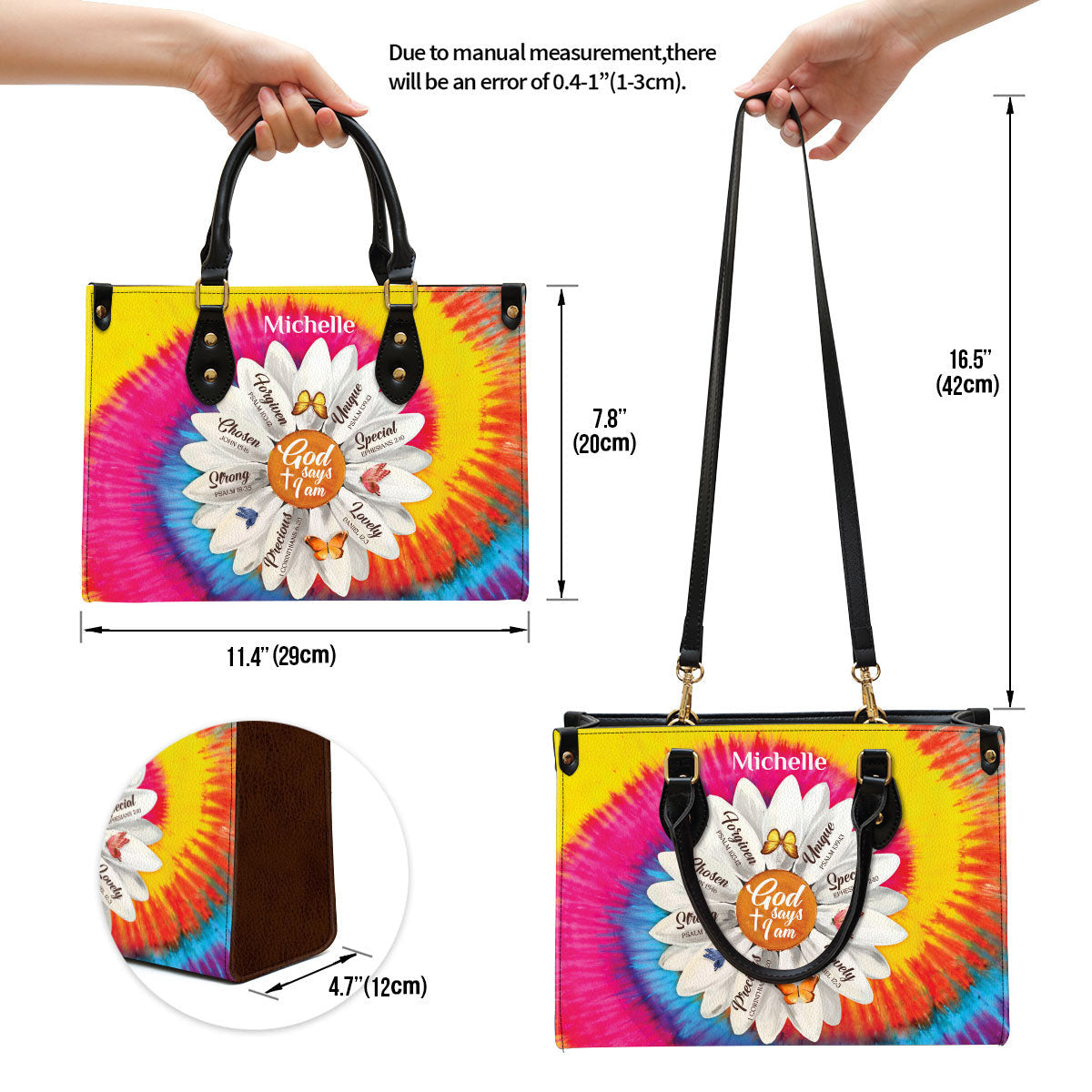 Personalized Daisy God Says You Are Chosen Leather Bag - Christian Pu Leather Bags For Women