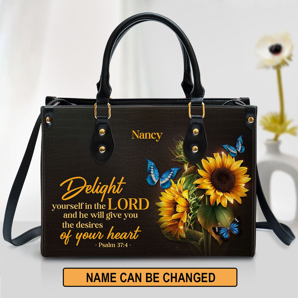 Personalized Delight Yourself In The Lord Leather Bag - Christian Pu Leather Bags For Women