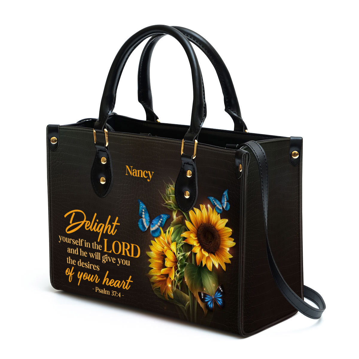 Personalized Delight Yourself In The Lord Leather Bag - Christian Pu Leather Bags For Women