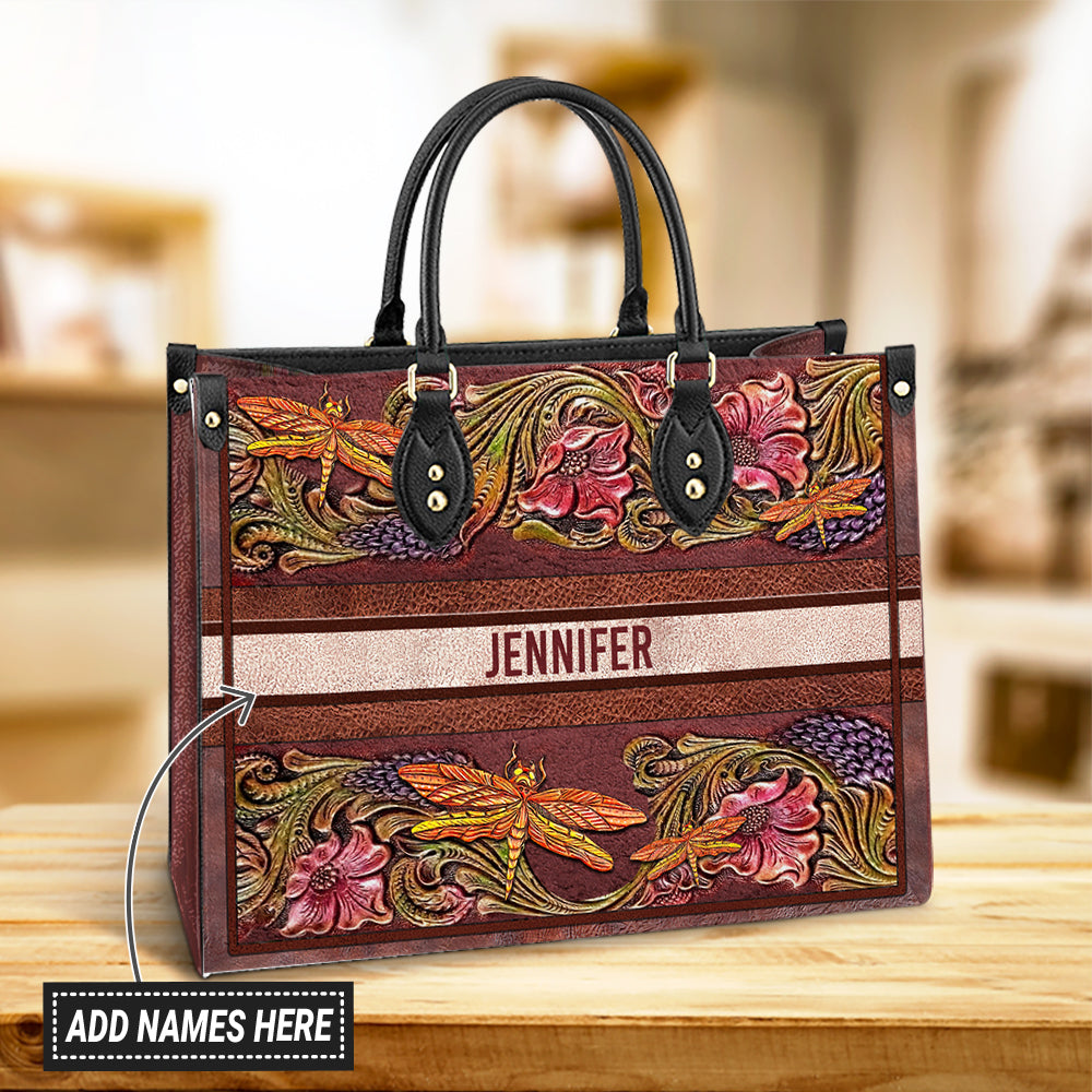Personalized Dragonfly Leather Leather Bag - Women's Pu Leather Bag - Best Mother's Day Gifts