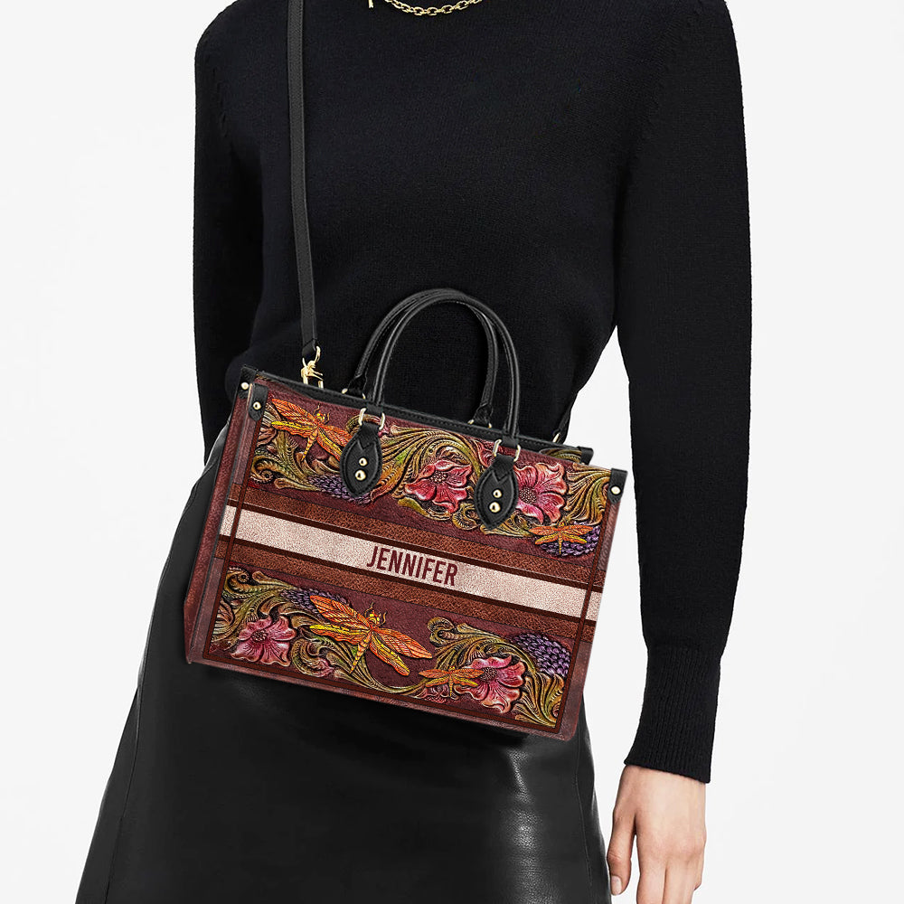 Personalized Dragonfly Leather Leather Bag - Women's Pu Leather Bag - Best Mother's Day Gifts