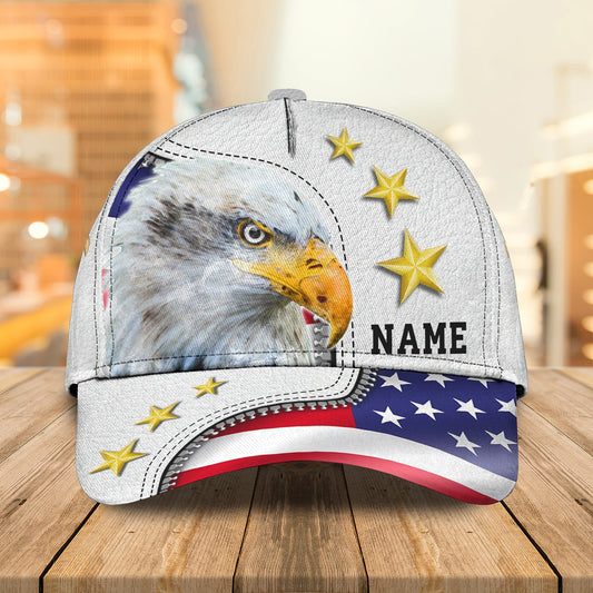 Personalized Eagle American Baseball Cap Hat - White 3D Cap Hat For 4Th Of July - Eagle Usa Cap Hat