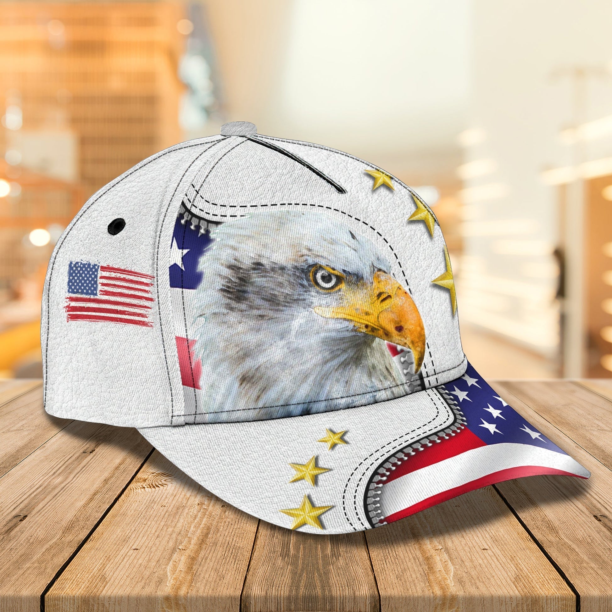 Personalized Eagle American Baseball Cap Hat - White 3D Cap Hat For 4Th Of July - Eagle Usa Cap Hat