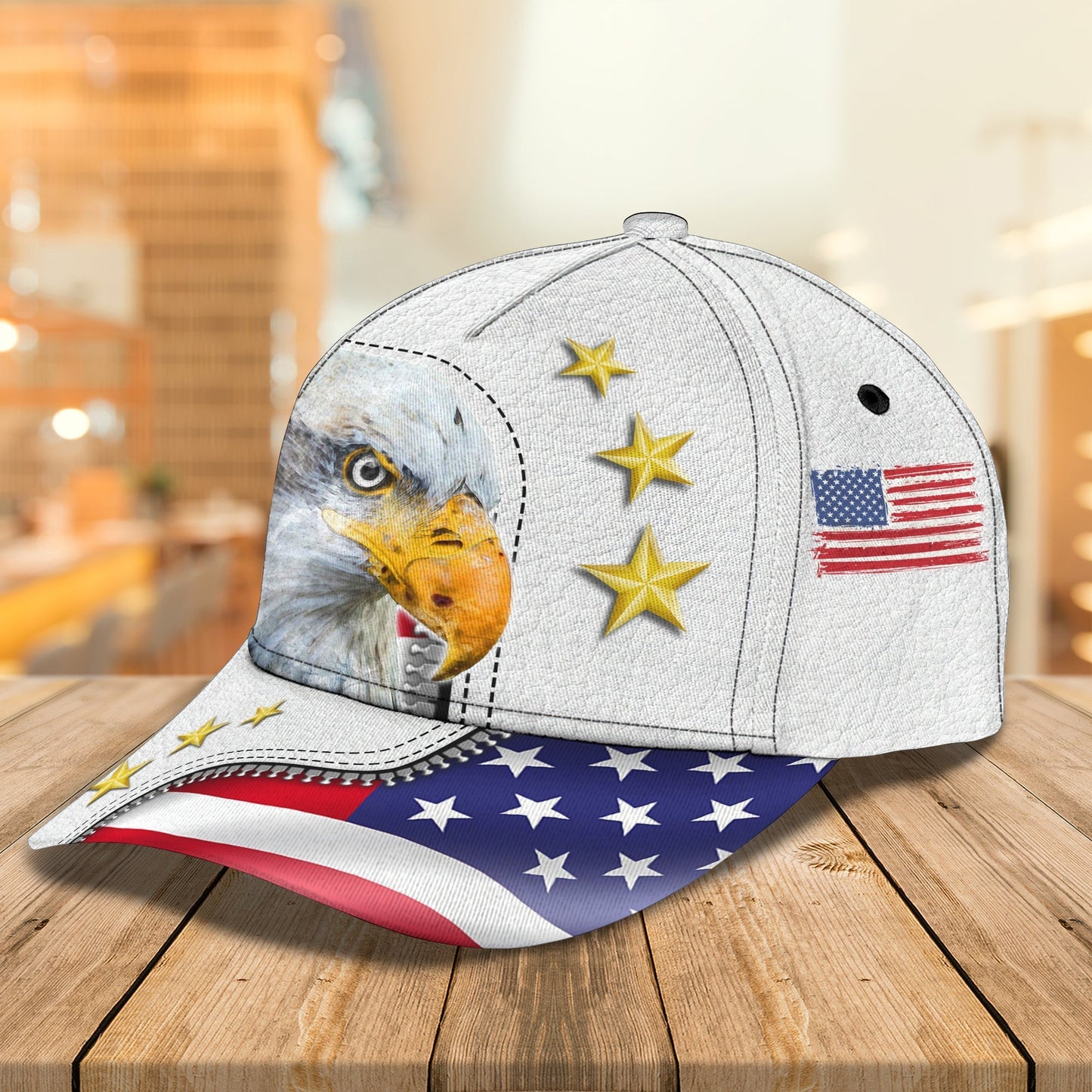 Personalized Eagle American Baseball Cap Hat - White 3D Cap Hat For 4Th Of July - Eagle Usa Cap Hat