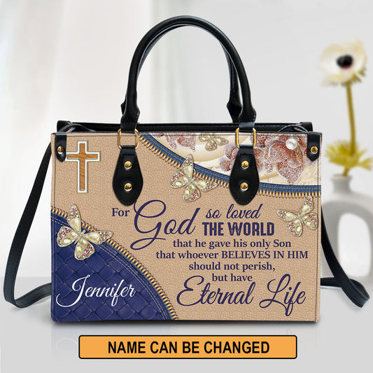 Personalized Elegant For God So Loved The World Leather Bag - Christian Pu Leather Bags For Women