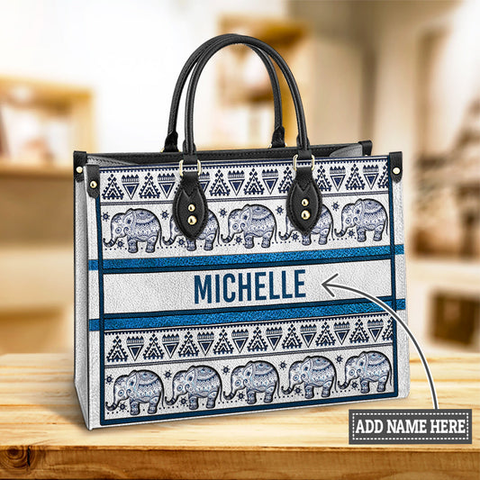Personalized Elephant Mandala Border For Elephant Lovers Leather Bag - Women's Pu Leather Bag - Best Mother's Day Gifts
