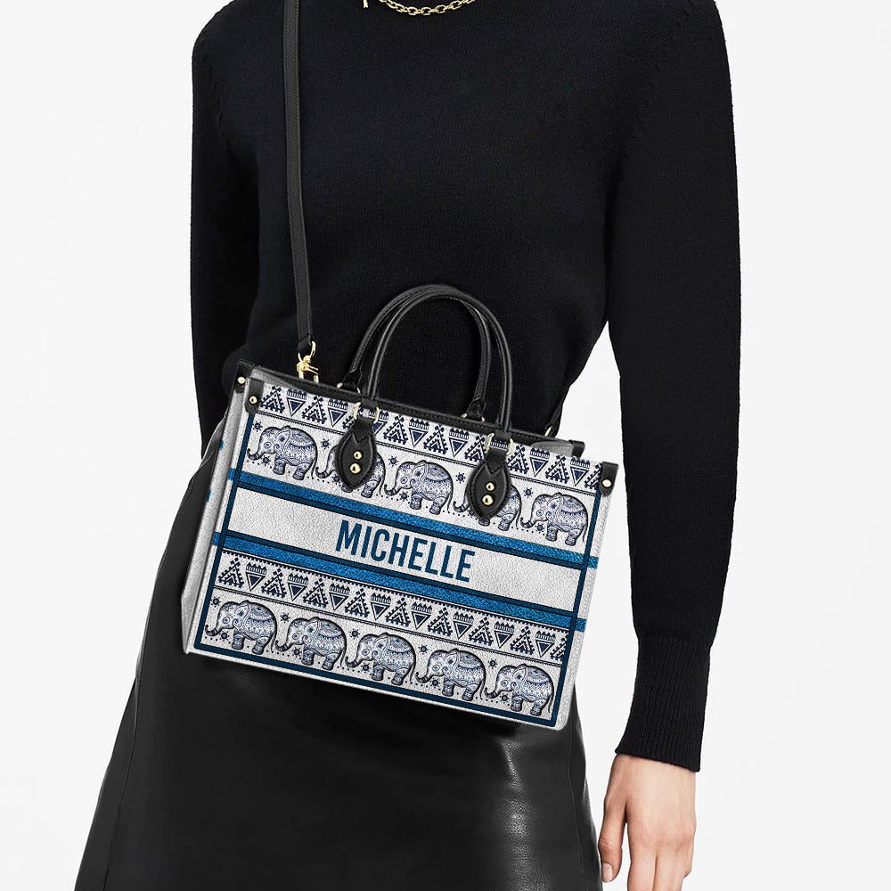 Personalized Elephant Mandala Border For Elephant Lovers Leather Bag - Women's Pu Leather Bag - Best Mother's Day Gifts