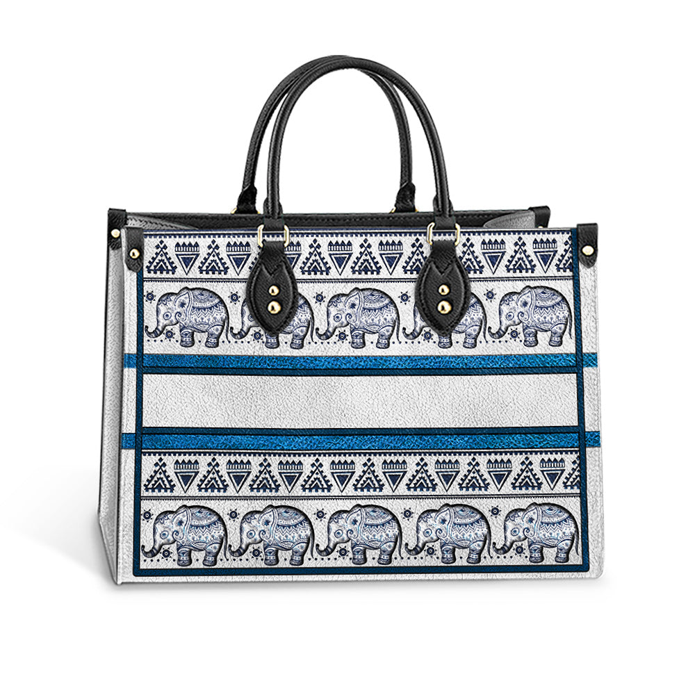 Personalized Elephant Mandala Border For Elephant Lovers Leather Bag - Women's Pu Leather Bag - Best Mother's Day Gifts