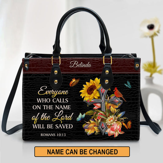 Personalized Everyone Who Calls On The Name Of The Lord Will Be Saved Leather Bag - Christian Pu Leather Bags For Women
