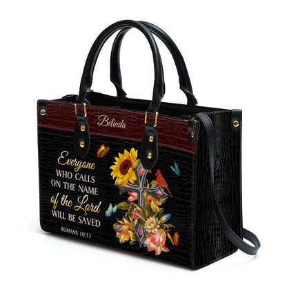 Personalized Everyone Who Calls On The Name Of The Lord Will Be Saved Leather Bag - Christian Pu Leather Bags For Women