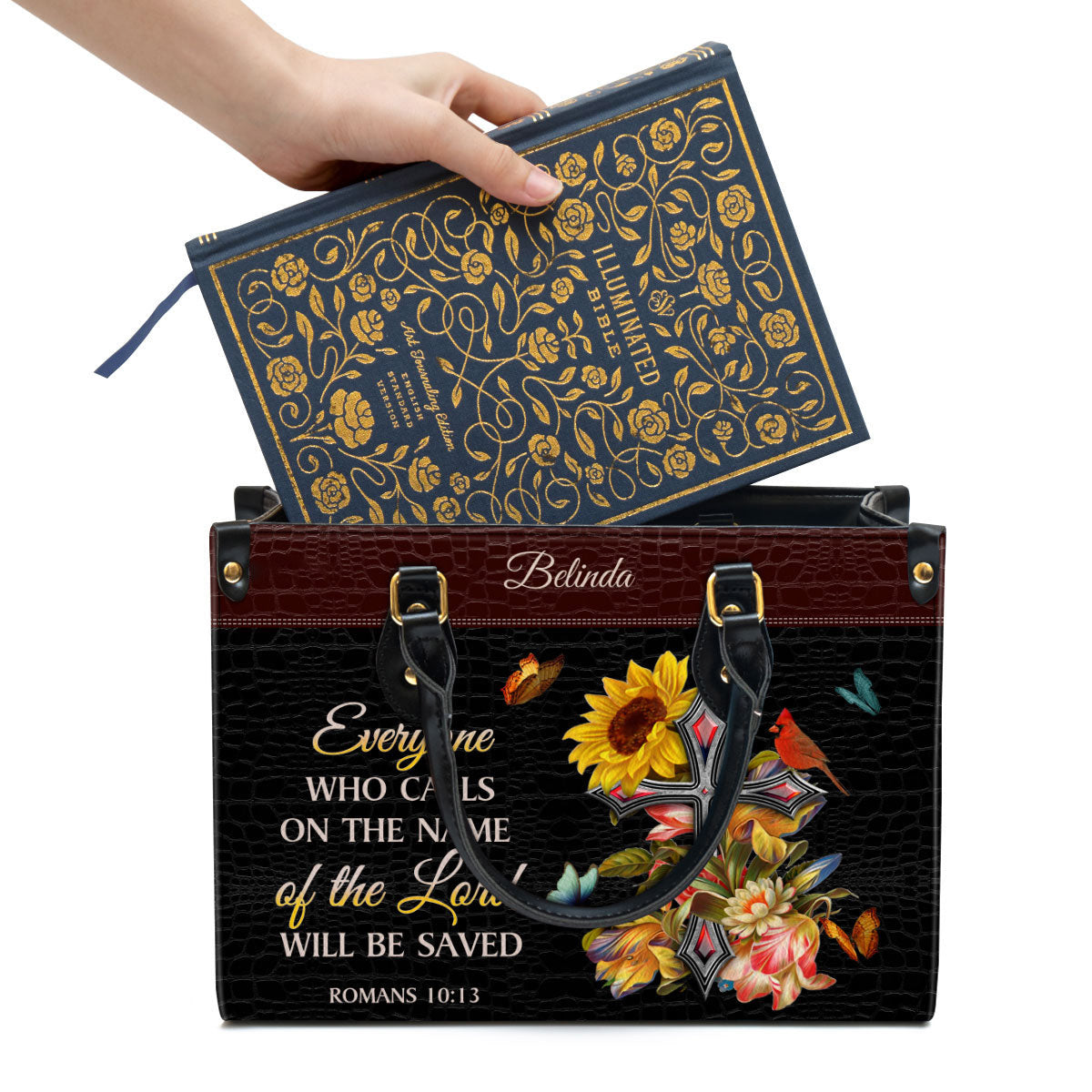 Personalized Everyone Who Calls On The Name Of The Lord Will Be Saved Leather Bag - Christian Pu Leather Bags For Women