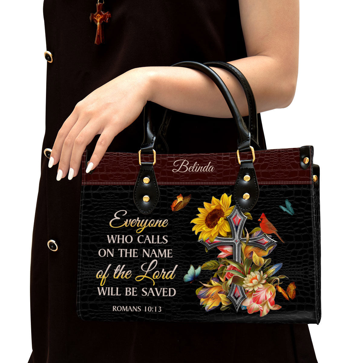 Personalized Everyone Who Calls On The Name Of The Lord Will Be Saved Leather Bag - Christian Pu Leather Bags For Women