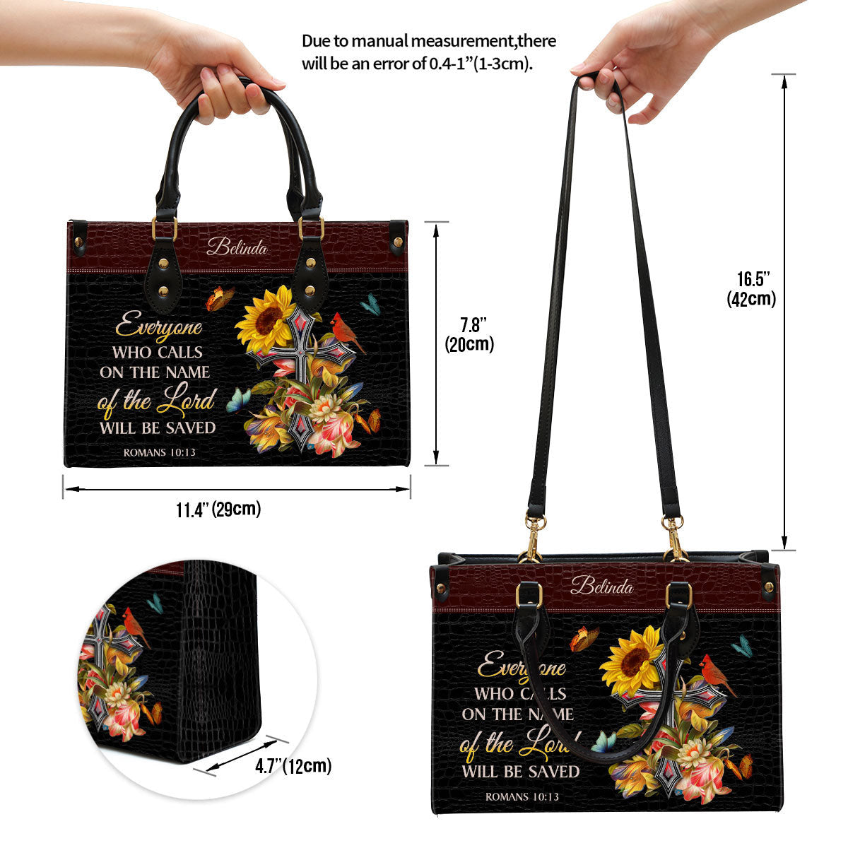 Personalized Everyone Who Calls On The Name Of The Lord Will Be Saved Leather Bag - Christian Pu Leather Bags For Women