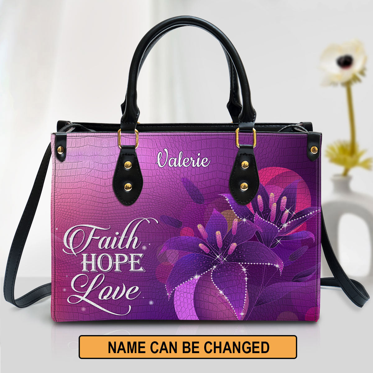 Personalized Faith Hope Love Leather Bag - Christian Pu Leather Bags For Women
