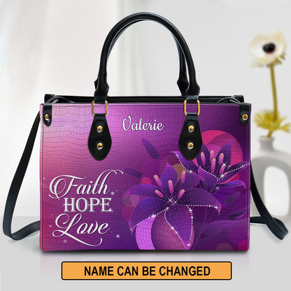 Personalized Faith Hope Love Leather Bag - Christian Pu Leather Bags For Women