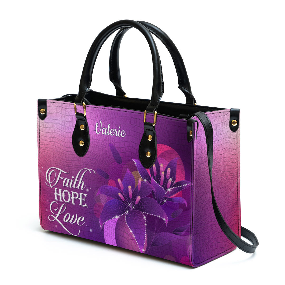 Personalized Faith Hope Love Leather Bag - Christian Pu Leather Bags For Women