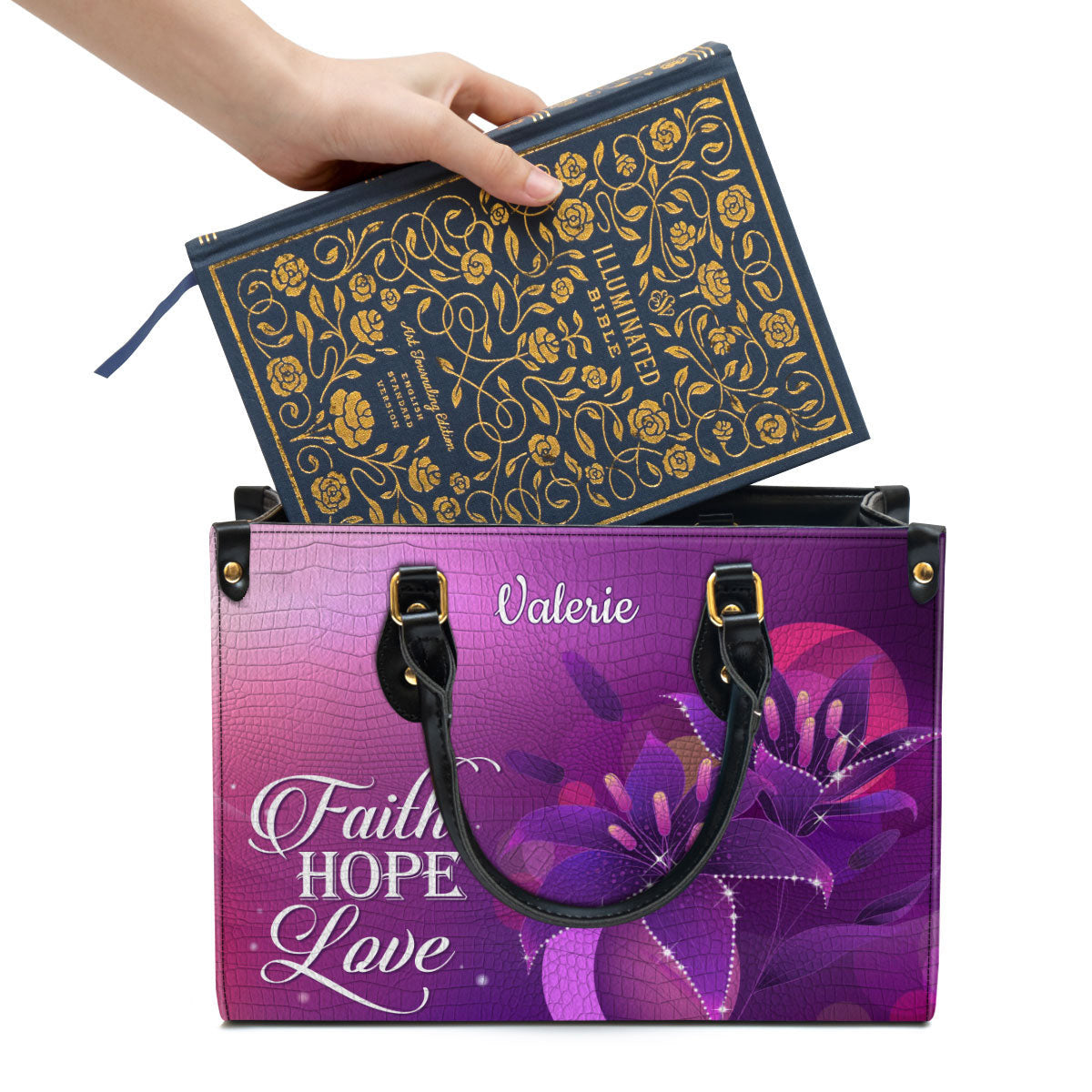 Personalized Faith Hope Love Leather Bag - Christian Pu Leather Bags For Women