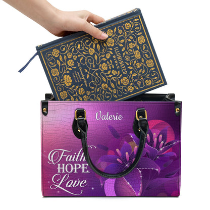 Personalized Faith Hope Love Leather Bag - Christian Pu Leather Bags For Women