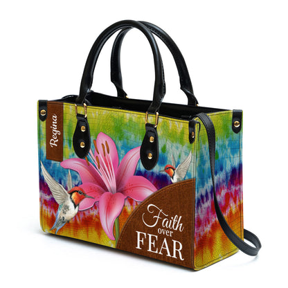 Personalized Faith Over Fear Lily Leather Bag - Christian Pu Leather Bags For Women