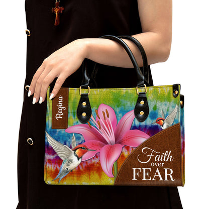 Personalized Faith Over Fear Lily Leather Bag - Christian Pu Leather Bags For Women