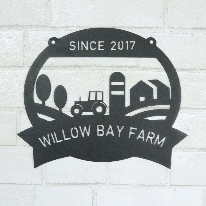 Personalized Farm Scene Metal Sign Family Name Sign Housewarming Gift Personalized Metal Wall Art