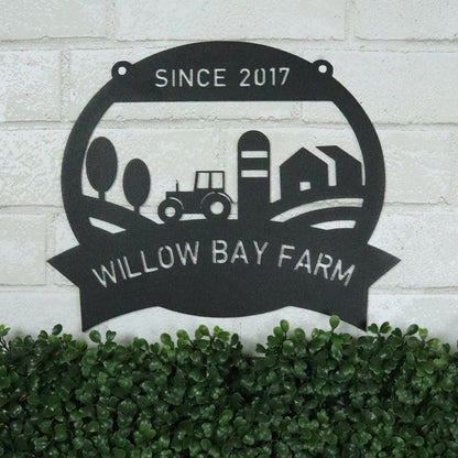 Personalized Farm Scene Metal Sign Family Name Sign Housewarming Gift Personalized Metal Wall Art