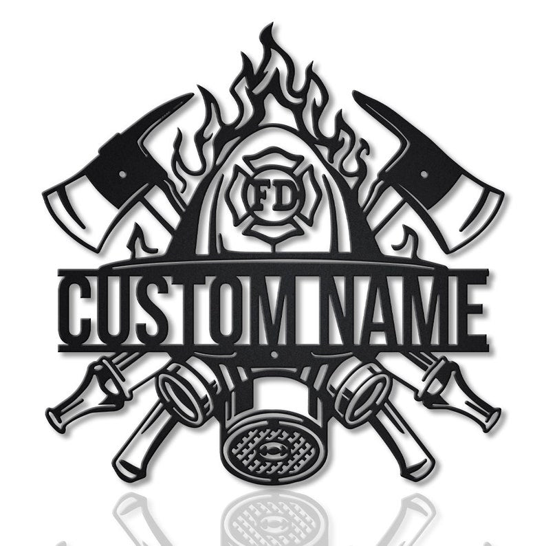 Personalized Fireman Metal Sign - Custom Firefighter Metal Wall Art - Outdoor Decor Metal Wall Art - Job Gift