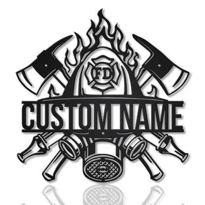 Personalized Fireman Metal Sign - Custom Firefighter Metal Wall Art - Outdoor Decor Metal Wall Art - Job Gift