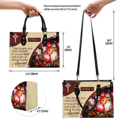 Personalized Flower May He Make All Your Plans Succeed Leather Bag - Christian Pu Leather Bags For Women