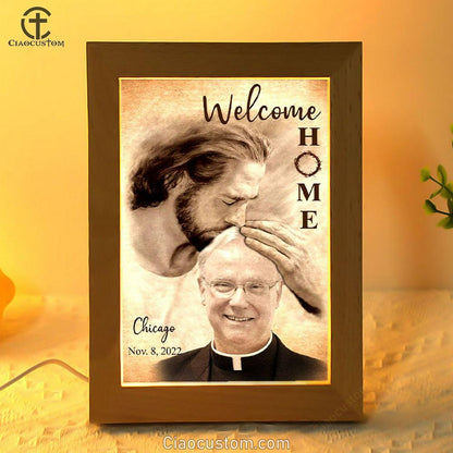 Personalized Frame Lamp Safe In God's Arms - Custom Welcome Home Frame Lamp Wall Art - Digital File