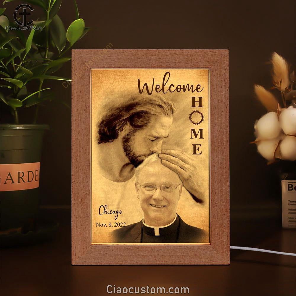 Personalized Frame Lamp Safe In God's Arms - Custom Welcome Home Frame Lamp Wall Art - Digital File