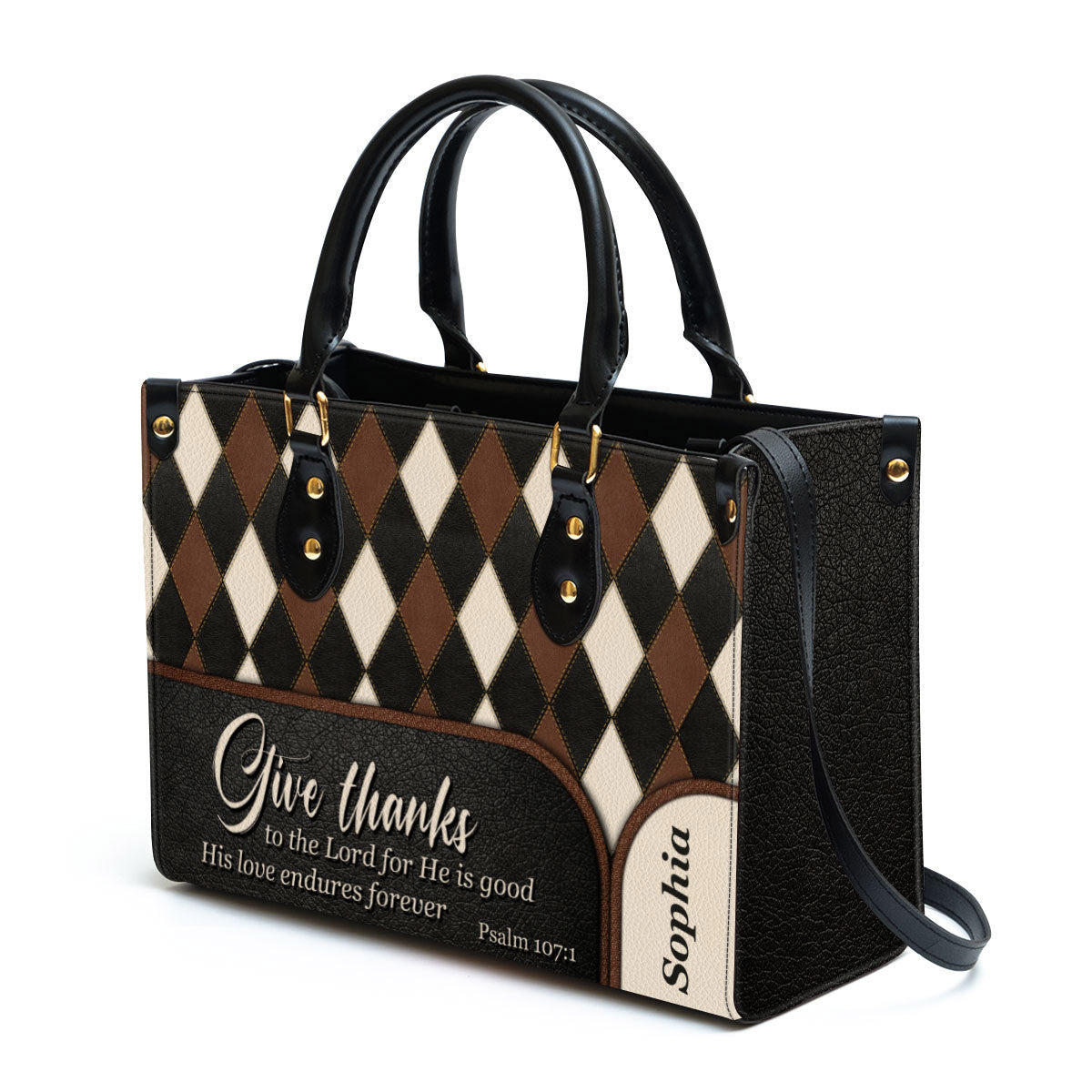 Personalized Give Thanks To The Lord For He Is Good Unique Leather Bag - Christian Pu Leather Bags For Women