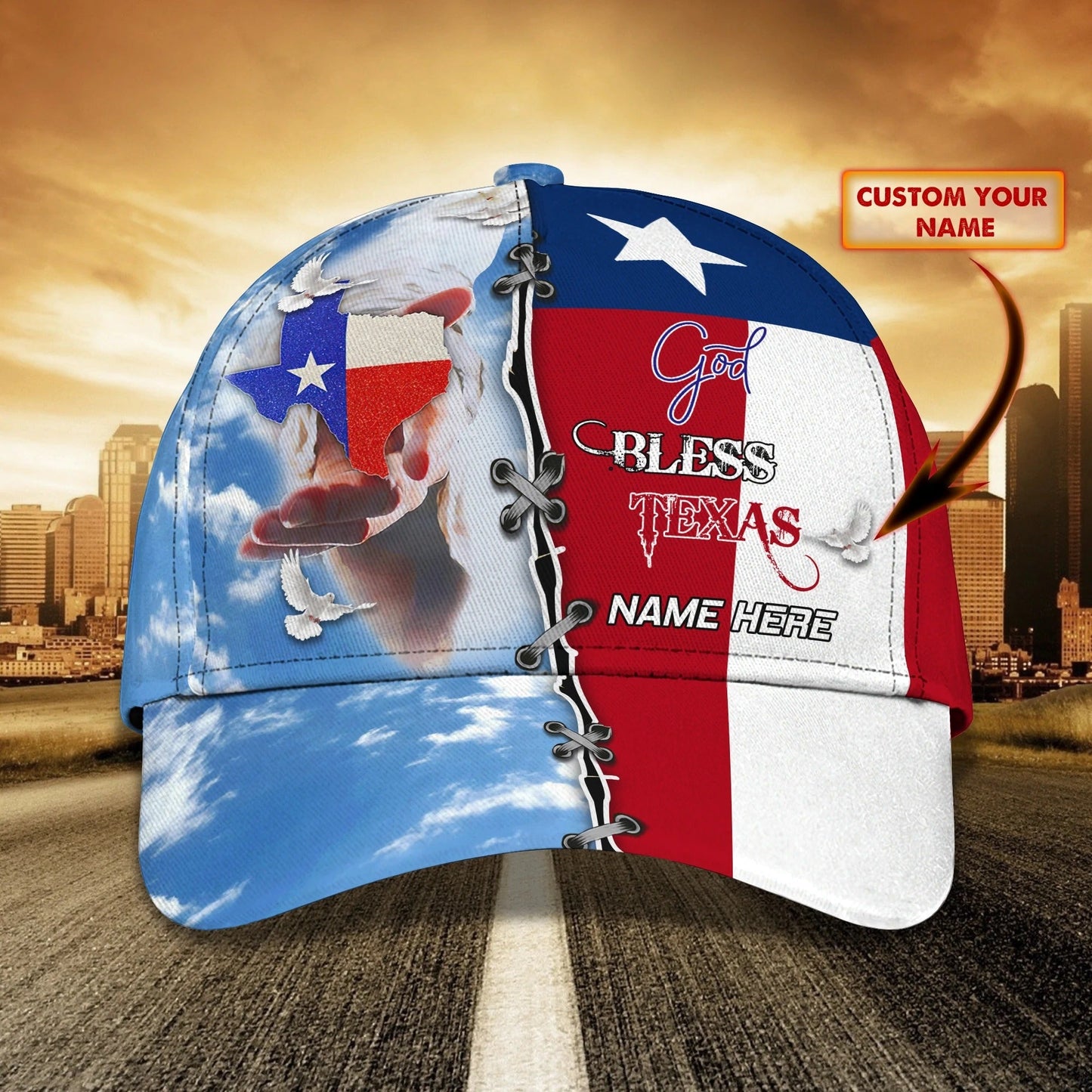 Personalized God Bless Texas 3D Full Print Baseball Cap - Texas American Pride Cap Hat - Texas Cap Hat