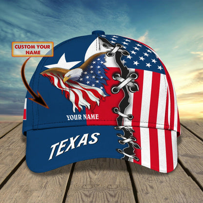 Personalized God Bless Texas 3D Full Print Baseball Cap - Texas American Pride Cap Hat - Texas Cap Hat