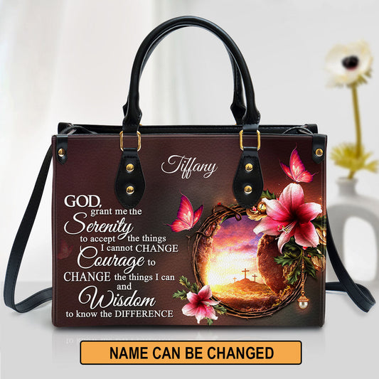 Personalized God Grant Me The Serenity To Accept The Things I Cannot Change Leather Bag - Christian Pu Leather Bags For Women