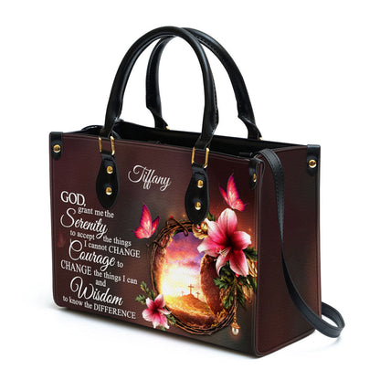 Personalized God Grant Me The Serenity To Accept The Things I Cannot Change Leather Bag - Christian Pu Leather Bags For Women