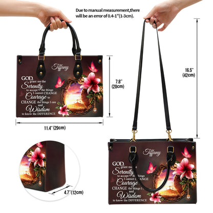 Personalized God Grant Me The Serenity To Accept The Things I Cannot Change Leather Bag - Christian Pu Leather Bags For Women