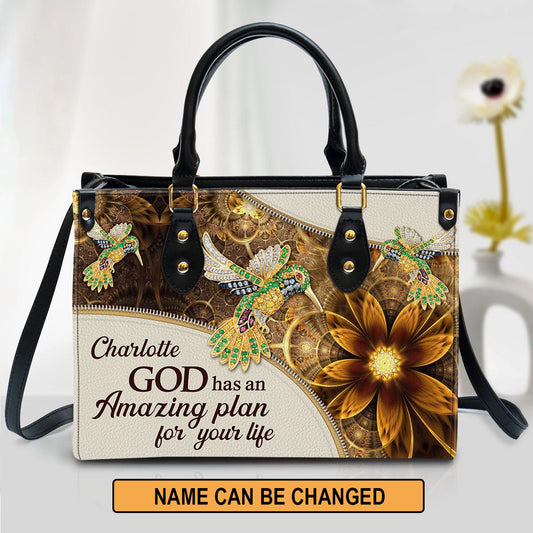 Personalized God Has An Amazing Plan For Your Life Elegant Bird And Flower Leather Bag - Christian Pu Leather Bags For Women