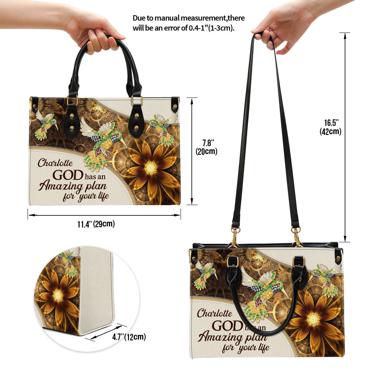 Personalized God Has An Amazing Plan For Your Life Elegant Bird And Flower Leather Bag - Christian Pu Leather Bags For Women