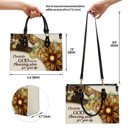 Personalized God Has An Amazing Plan For Your Life Elegant Bird And Flower Leather Bag - Christian Pu Leather Bags For Women