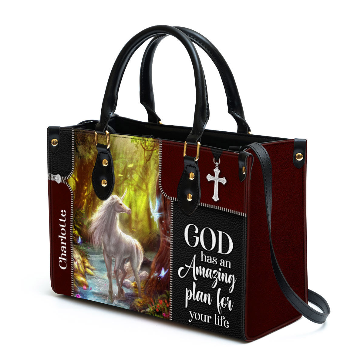 Personalized God Has An Amazing Plan For Your Life Special Unicorn Leather Bag - Christian Pu Leather Bags For Women